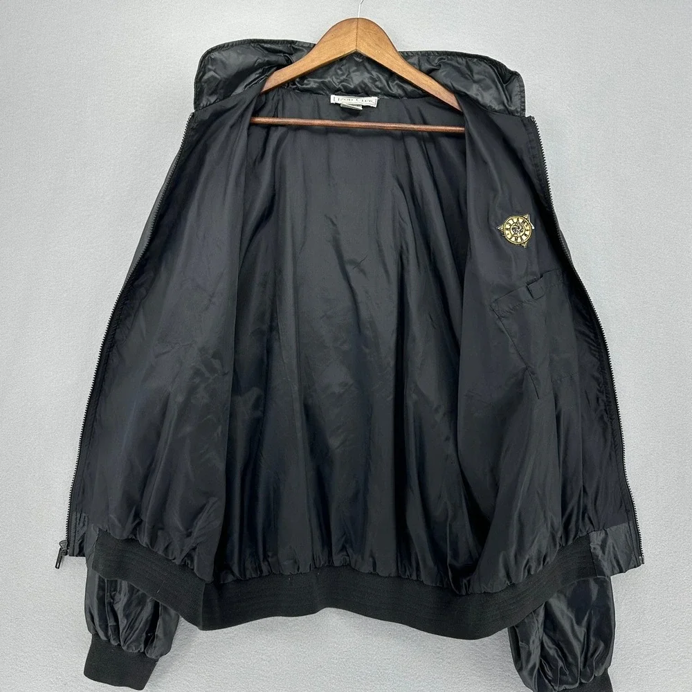VTG IZOD CLUB Match Frame Black Lightweight Zip Up Hooded Windbreaker Jacket 2XL